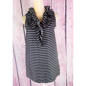 Kate Spade Black & White Ruffle Collar Blouse